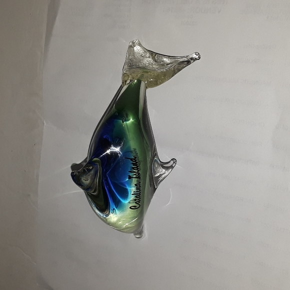 c BEAUTIFUL HAND BLOWN BLUE GREEN CATALINA ISLAND GLASS DOLPHIN - Picture 5 of 7